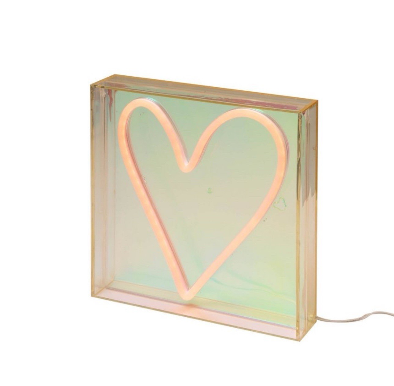 🔥NEW🔥 Teen Iridescent Heart Acrylic Box Novelty Table Lamp Pink