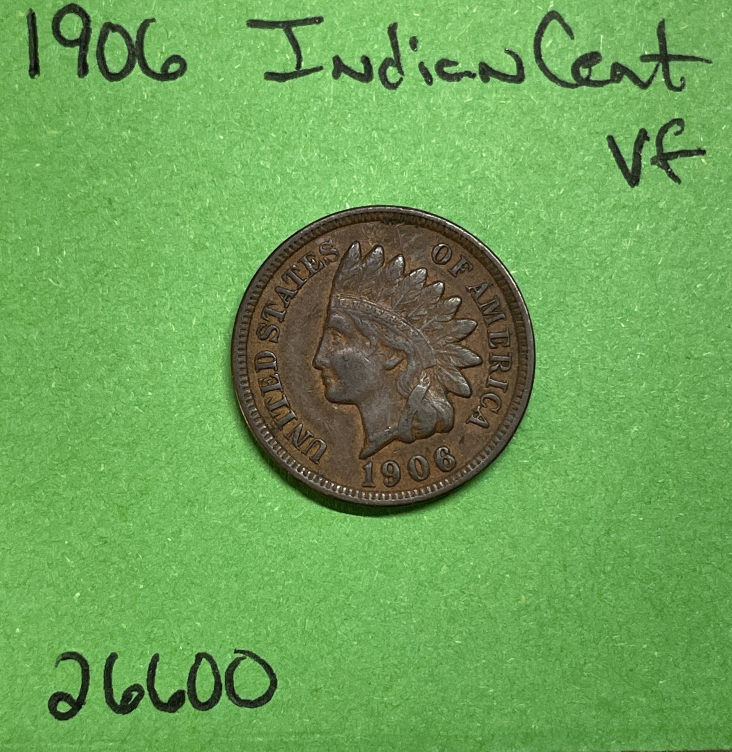 1906 Indian Head Cent / Penny 1c Vf Very Fine