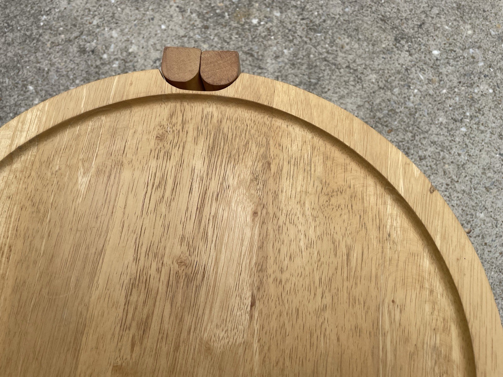 Pair Dansk MCM Danish Folding Round End Tables with Removable Trays