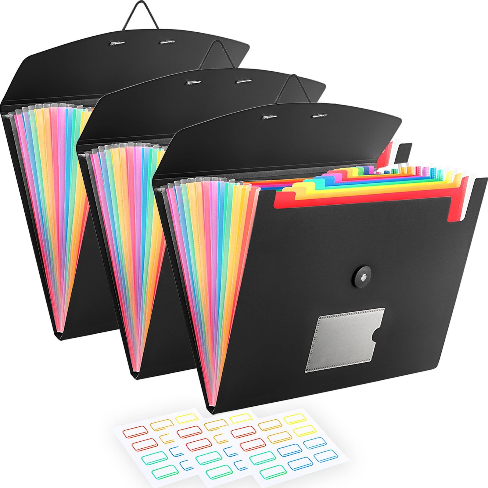 3-Pack 13-Pocket Expanding File Folder, Accordion File Organizer with Labels,...