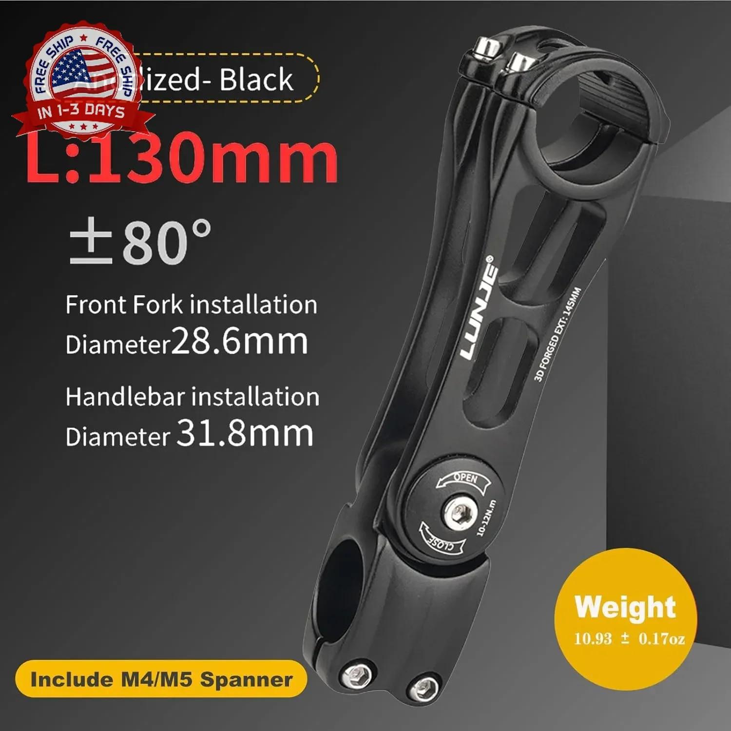 Adjustable Bike Stem 31.8mm - 120° Ergonomic Angle MTB Stem for Enhanced Control