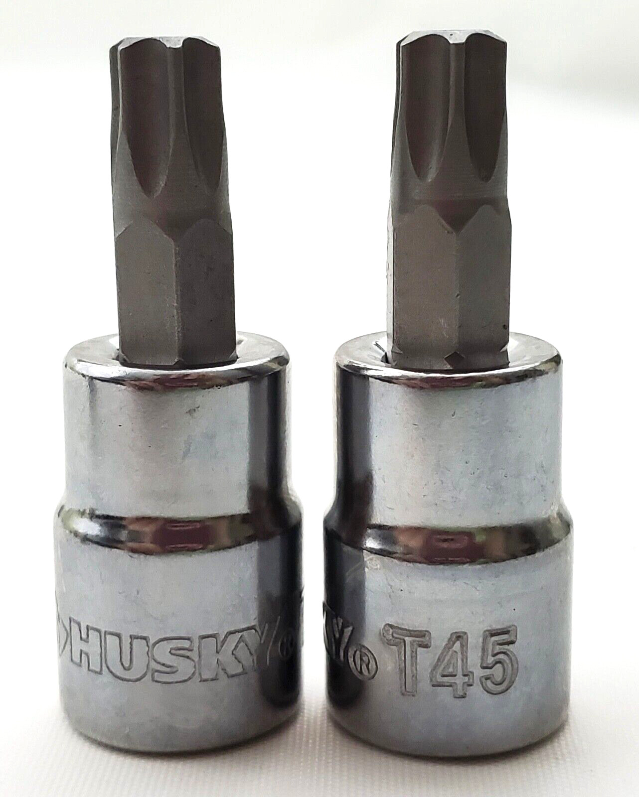 Lot of 2 Husky T45 Tamper Proof Torx Bit Sockets 3/8" Drive
