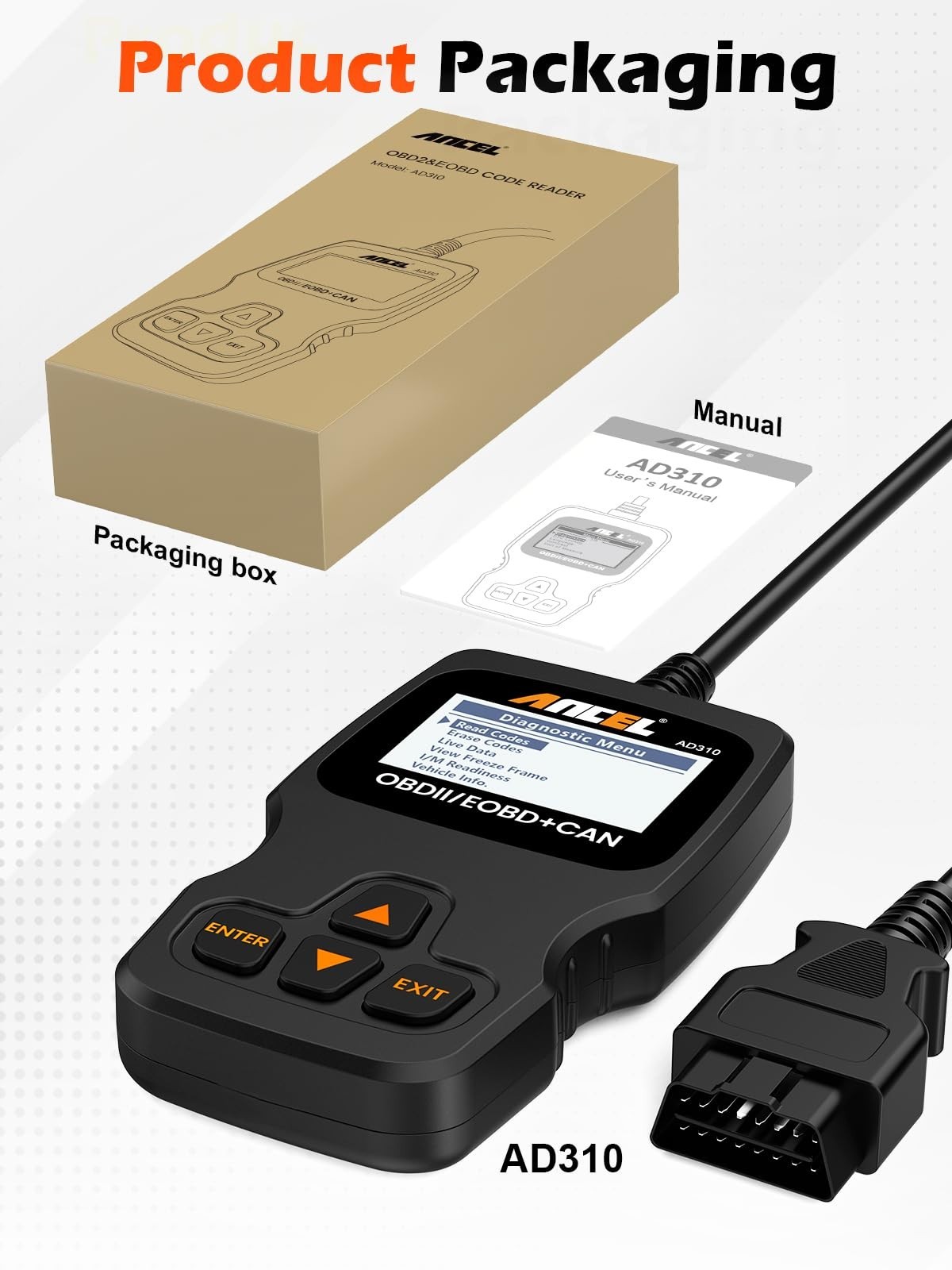 Universal OBD II Scanner Car Engine Fault Code Reader, CAN Diagnostic Tool, Read