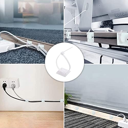 Strong Back-Glue Self Adhesive Cable Zip Tie Mounts Kit - Cable 50 Set White