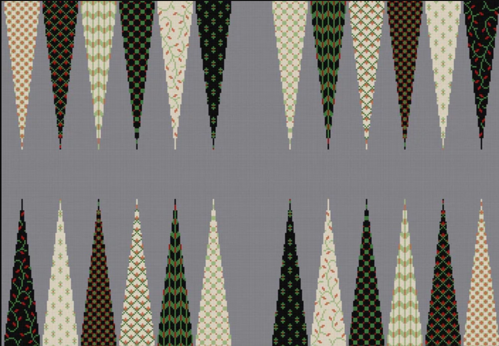Needlepoint Handpainted Susan Roberts Backgammon Board Patterned Points