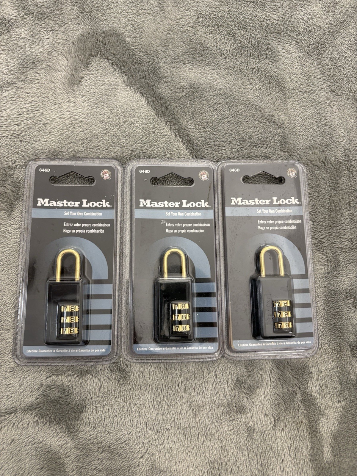 Master Lock 646D Set Your Own Combination Padlocks Lot of 3 Gold Black Vtg