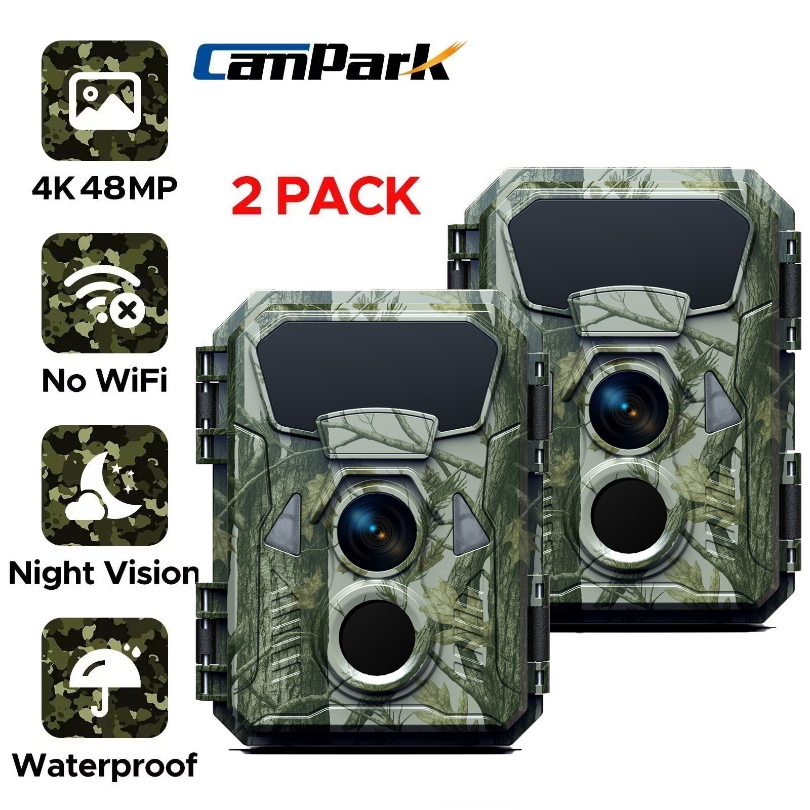 Campark Mini 4K Trail Camera 48MP Wildlife Game Cam IR Night Vision Hunting IP66