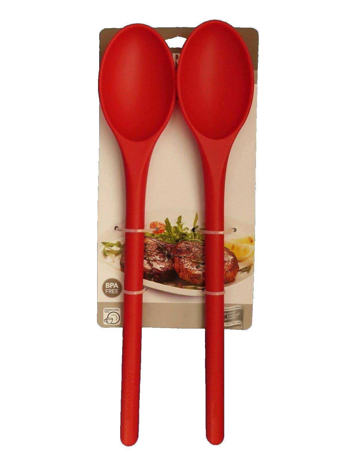 Farberware Red Mixing Spoons.  Pack of 2  Nylon.  Heat resistant  #5216096  NEW