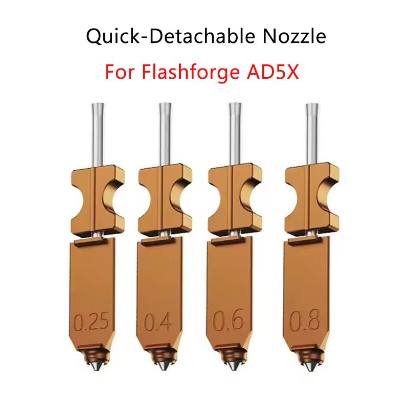 For Flashforge AD5X Upgraded Harden Hotend Nozzles 0.25/0.4/0.6/0.8mm Detachable