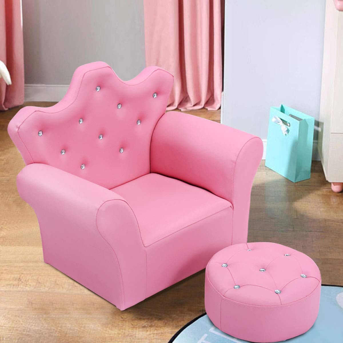 Toddler Chair, Toddler Chairs Comfy, Princess Kids Couch with Ottoman, Toddle...