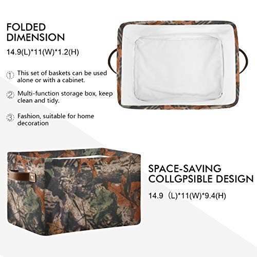 Rectangular Storage Basket Forest Tree Camouflage Collapsible Storage Cubes O...