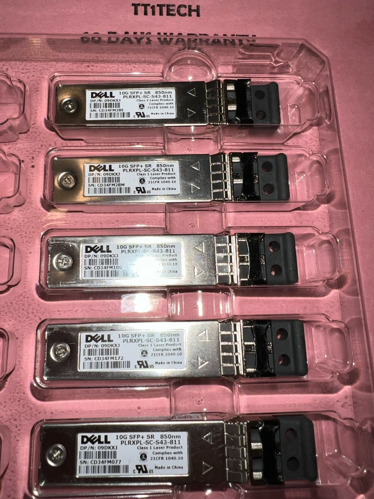 Dell 9DKXJ 10GBASE-SR 10GE SFP+SR SFP-10G-SR 09DKXJ 850nm LC 300m over MMF