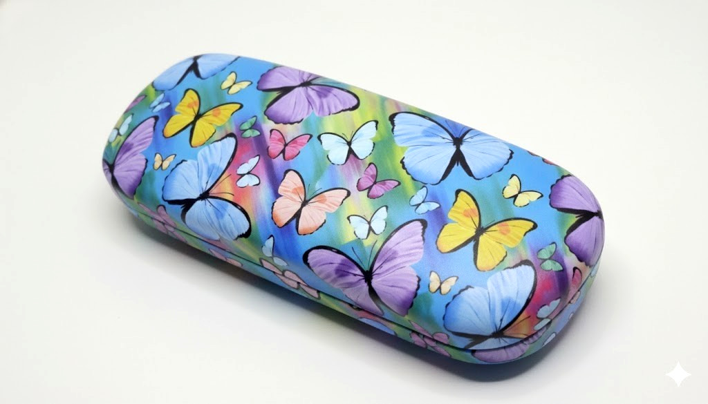 New Hard-Shell Eyeglass Sunglass Readers Case Butterfly Multicolor Girls Women