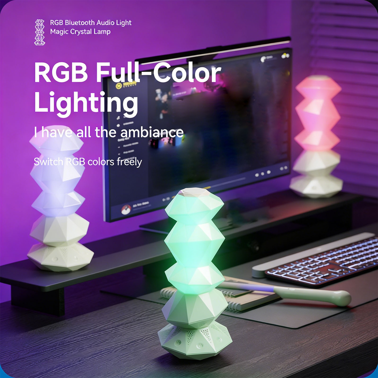 4-360 Degree Rotating Bluetooth Speaker Night Light For Home Decor