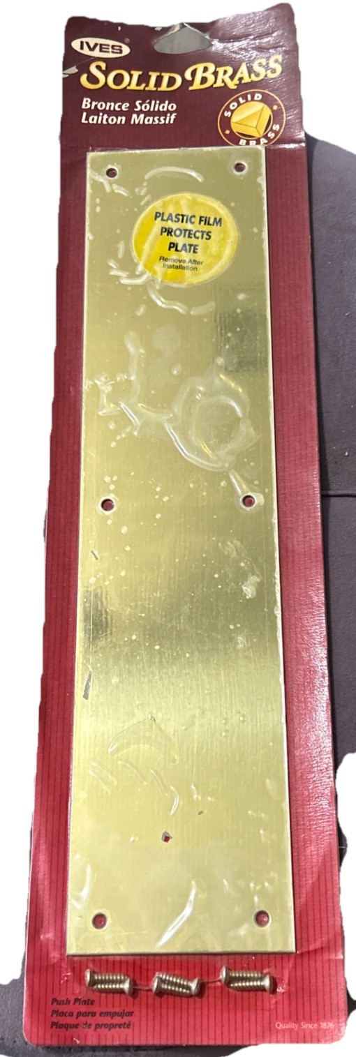 IVES SOLID BRASS Push Plate 3.5" x 15" Made In USA