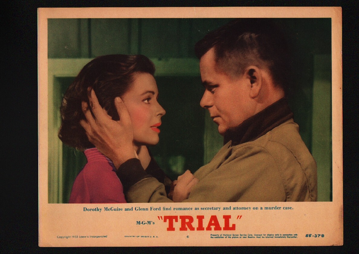 TRIAL-DOROTHY MCGUIRE-1955-LOBBY CARD-GLENN FORD FN