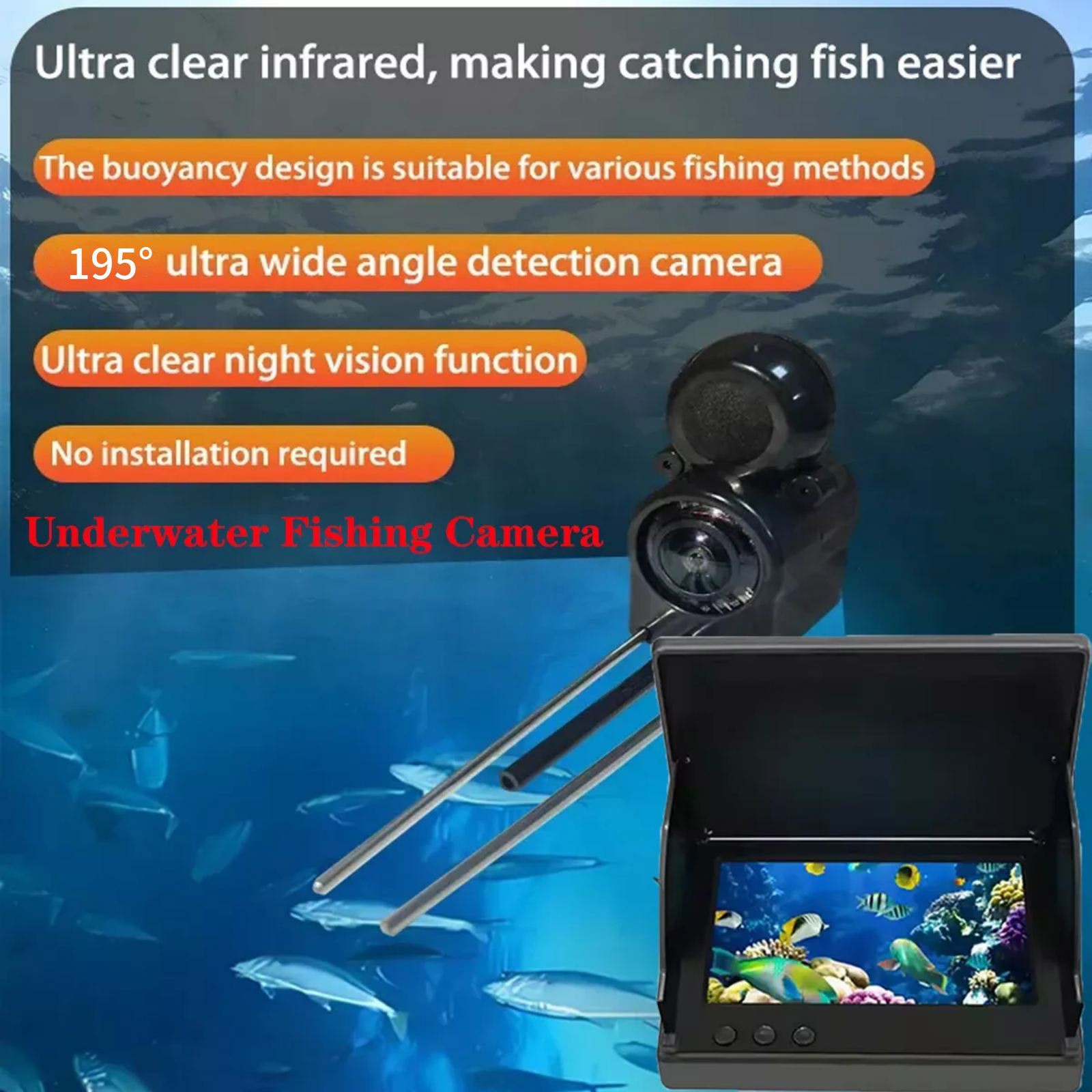 Underwater Fish Finder Display 4.3" HD Screen w/ Night Vision 30 Meter HD Camera