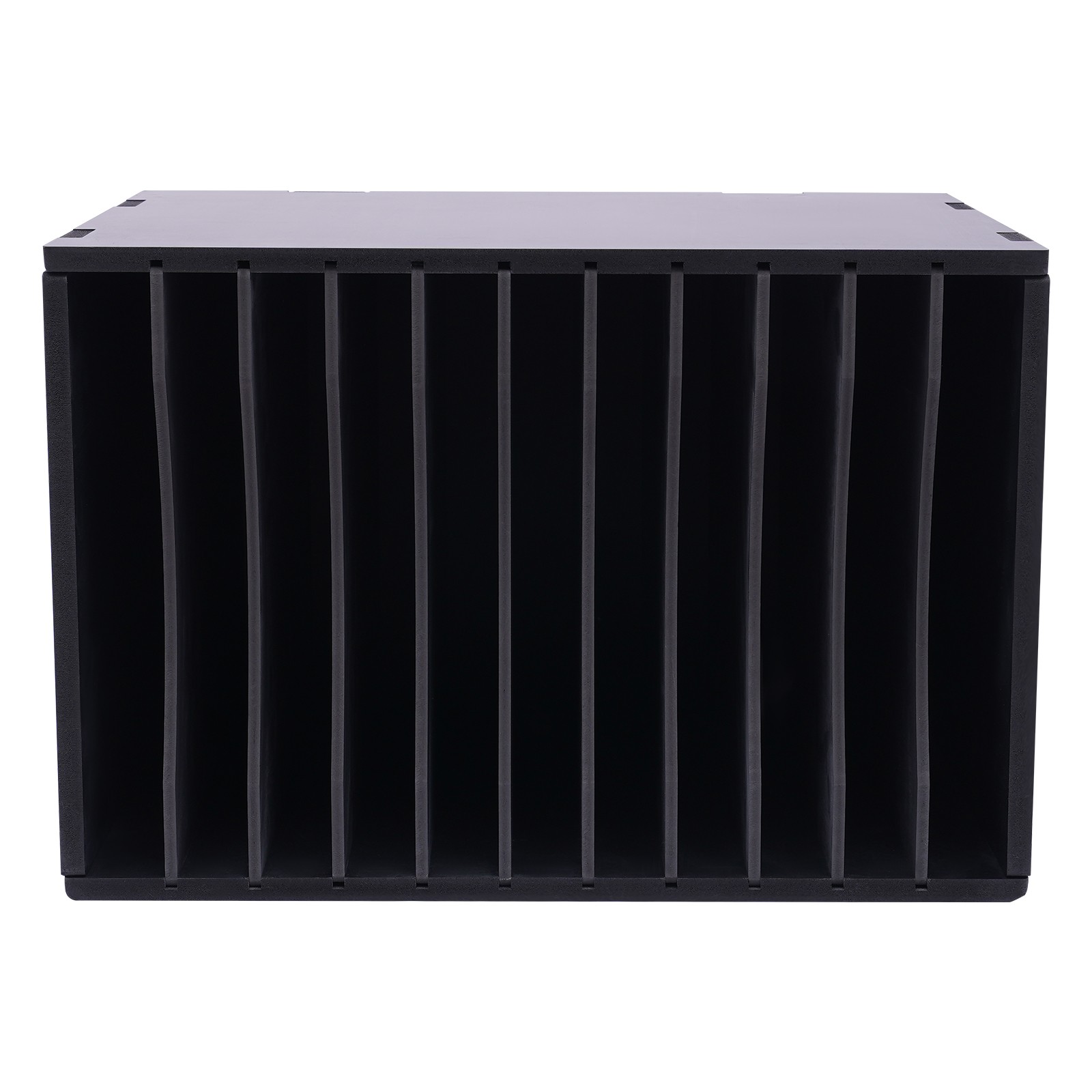 Vertical Desktop Sorter, 11 Compartment, Black, Letter-size Shelves
