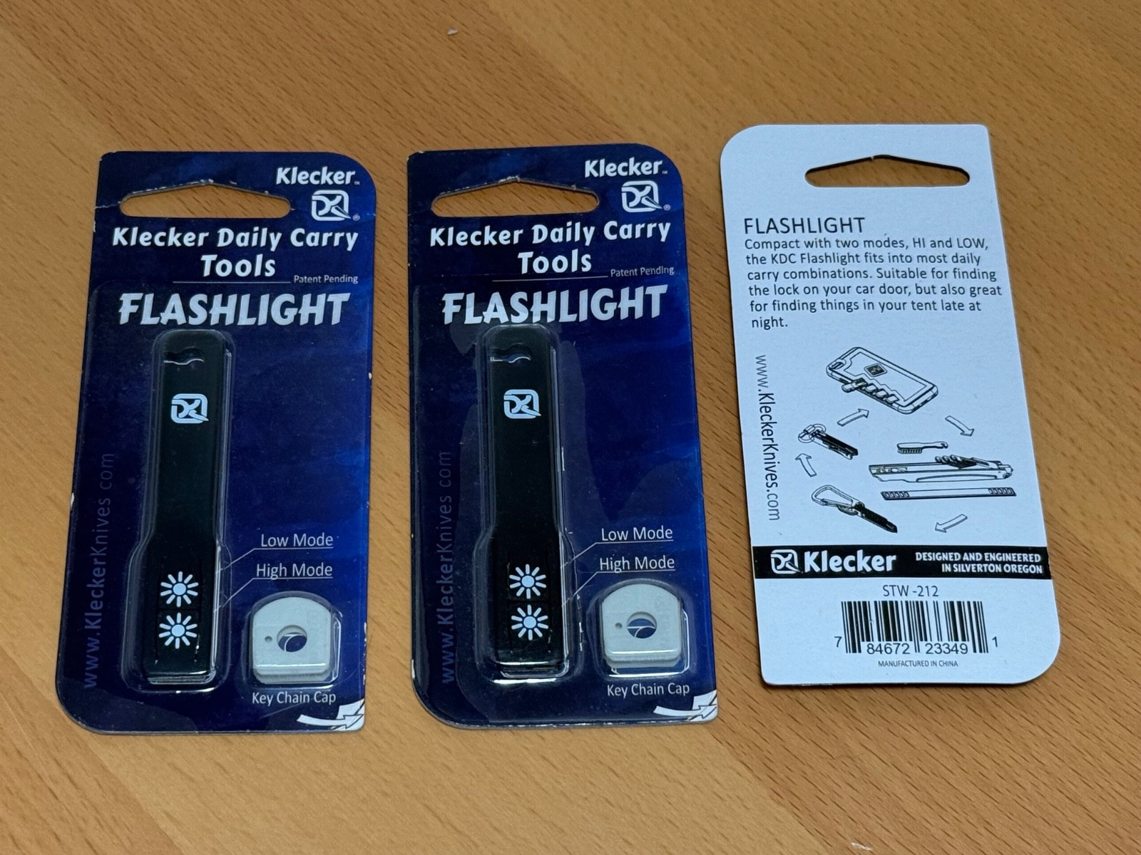 Three Flashlights Two LED For Key Ring Or Fits Key Bars STW-212, by Klecker KDC