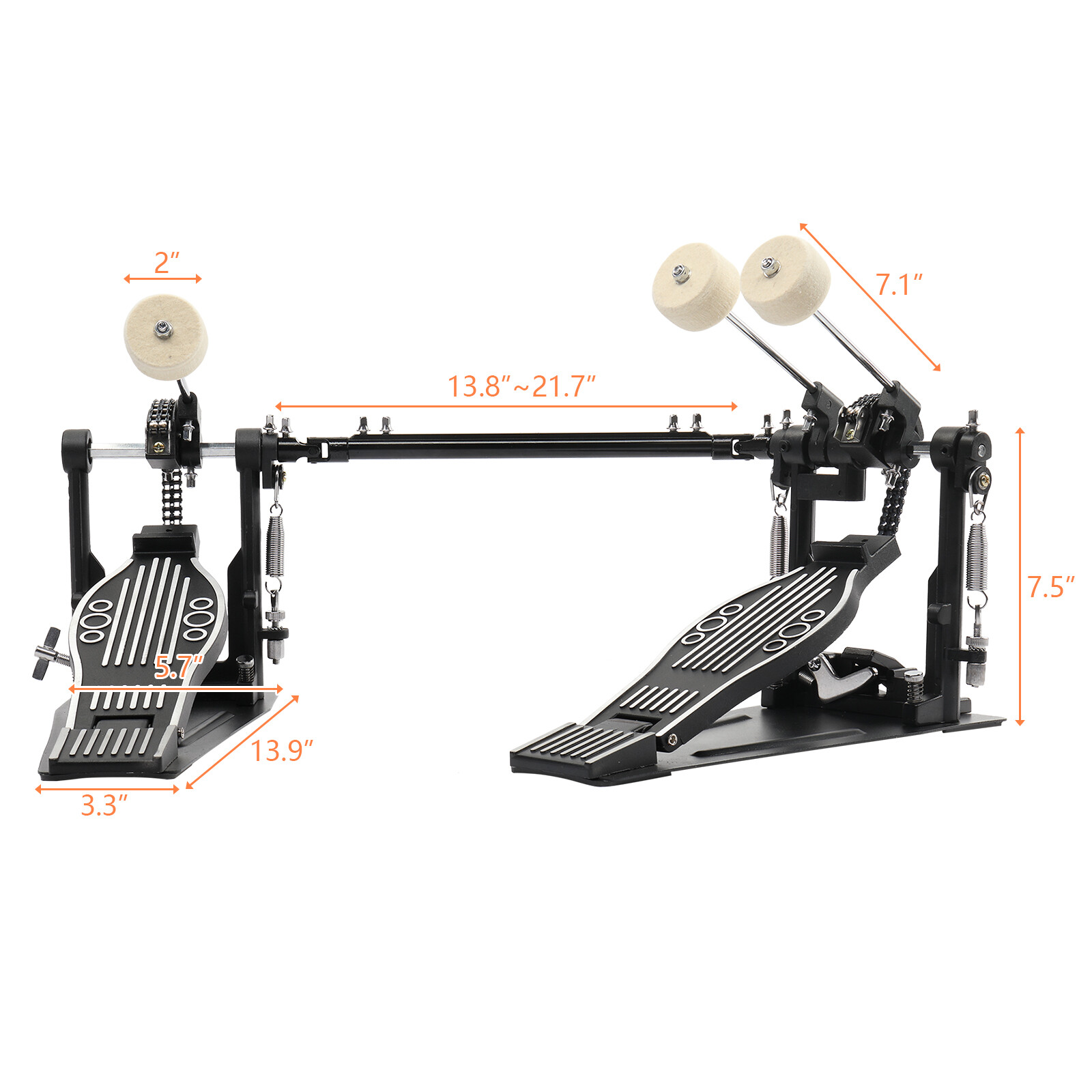 Double bass drum pedal adult drum black
