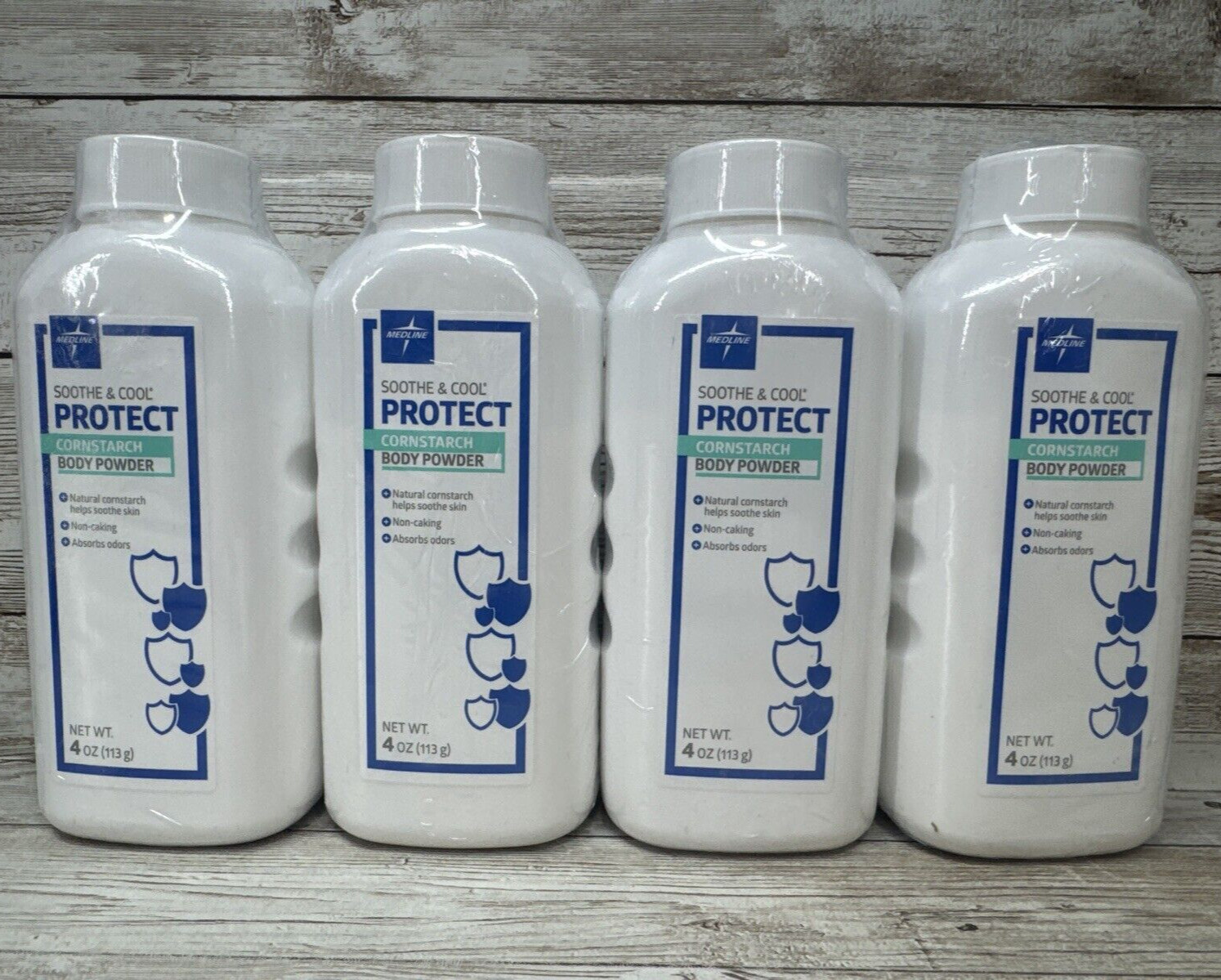 MEDLINE BODY POWDER PROTECT CORNSTARCH SOOTHE & COOL *Lot of 4* 4OZ BOTTLE (NEW)