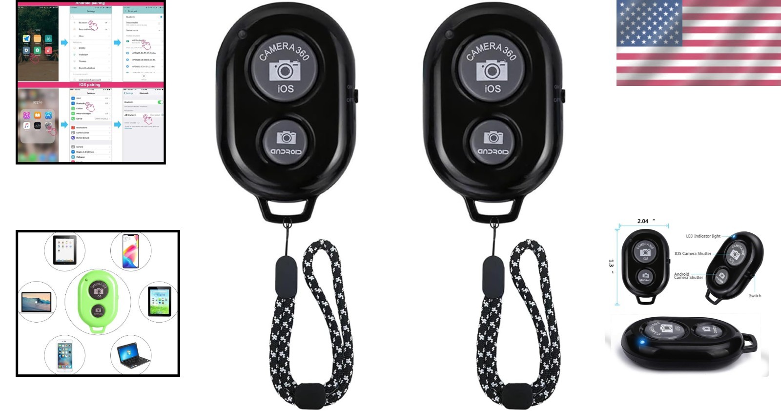 Portable Wireless Shutter Remote for iPhone and Android - Take Photos Anywhere