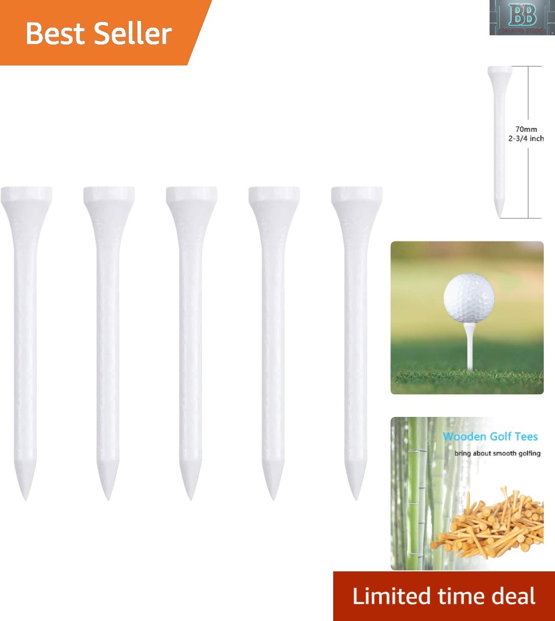 100 Count Wooden Golf Tees in Multi Colors for Optimal Performance