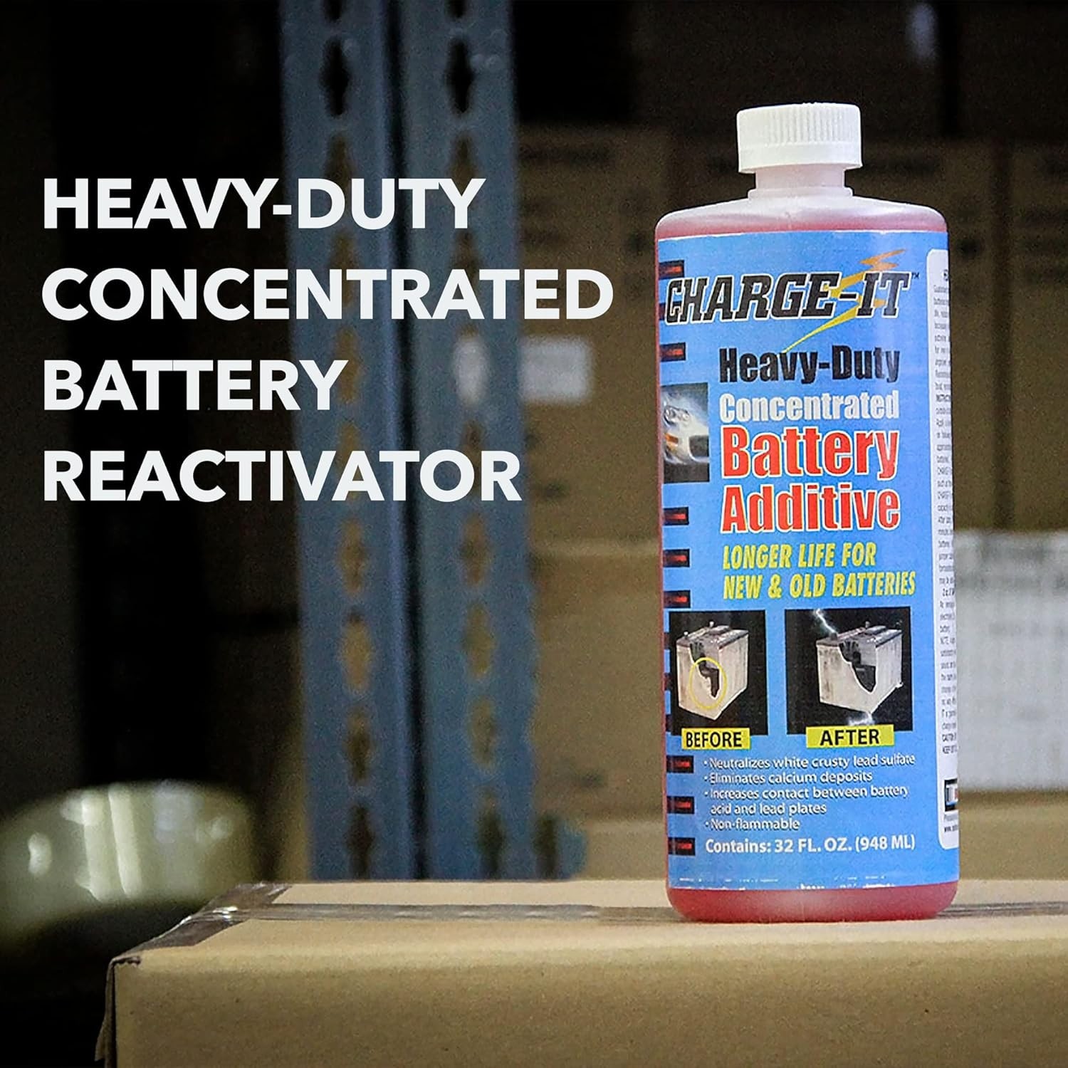 Charge-It Battery Additive Heavy-Duty Concentrate 32 fl oz, Desulfator, React...