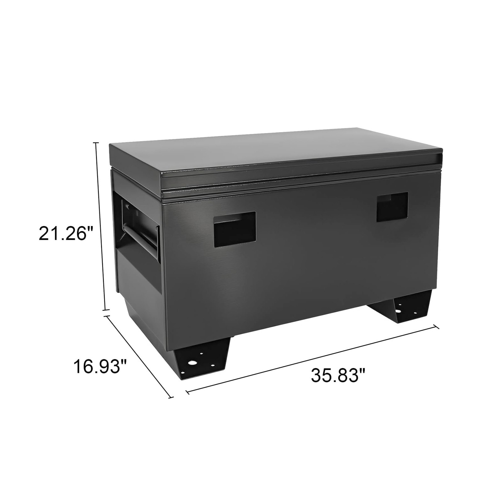 36" Job Site Box Portable Tool Storage Rust-Resist Powder Coated Black