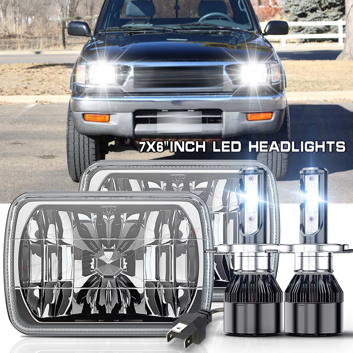 Pair 5x7" 7x6" LED Headlights Hi/Lo DRL For Toyota Pickup 82-95 Tacoma 1995-1997