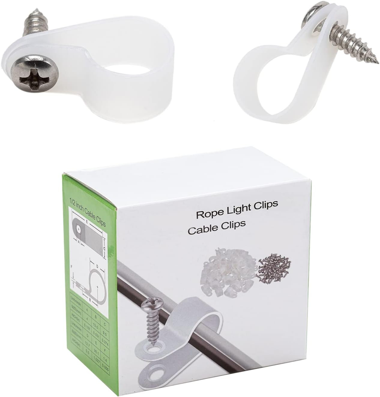 50 Pack 1/2 inch Rope Light Clips⭐Cable Wire Clips Clamp P-Style⭐ Mounting Clips