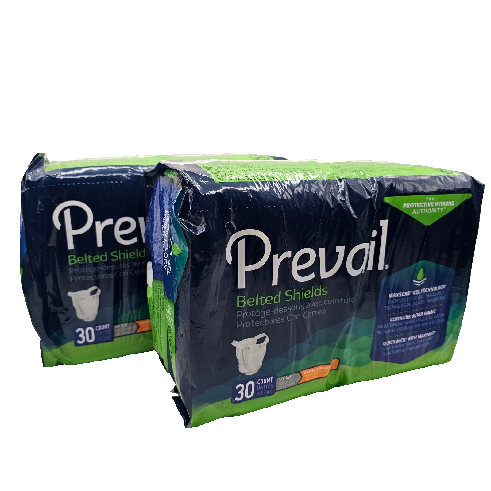 Lot of 2 Prevail Belted Shields 30 Count Extra Incontinence Belted Undergarment