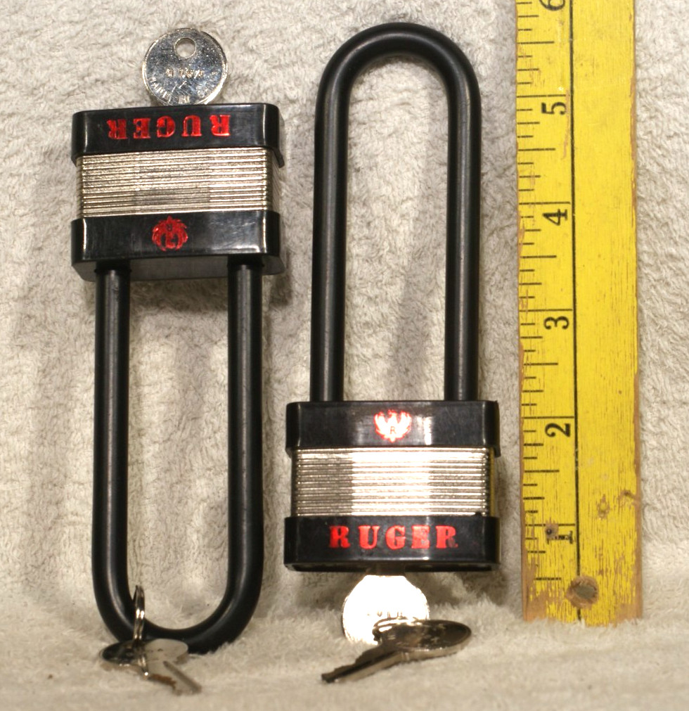 2--Ruger 5050 Factory Gun Lock With 2 Keys 5" Shackle, New