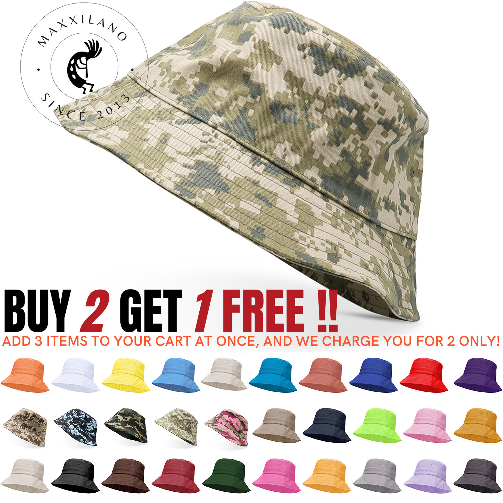 Cotton Bucket Hat Boonie Fishing Sun Protection Safari Summer Men Women Unisex