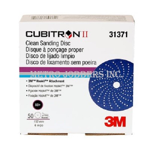 3M 31371 CUBITRON II Clean Sanding Hookit DISC 6" 80+ Grit 50/Box
