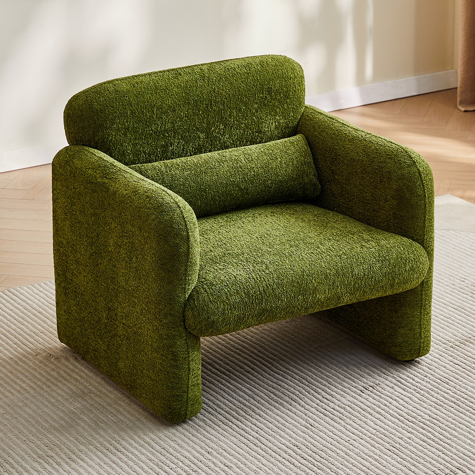 Best-Selling 34" Boucle Cloud Accent Chair, Curved Back Single Armchair, Plush