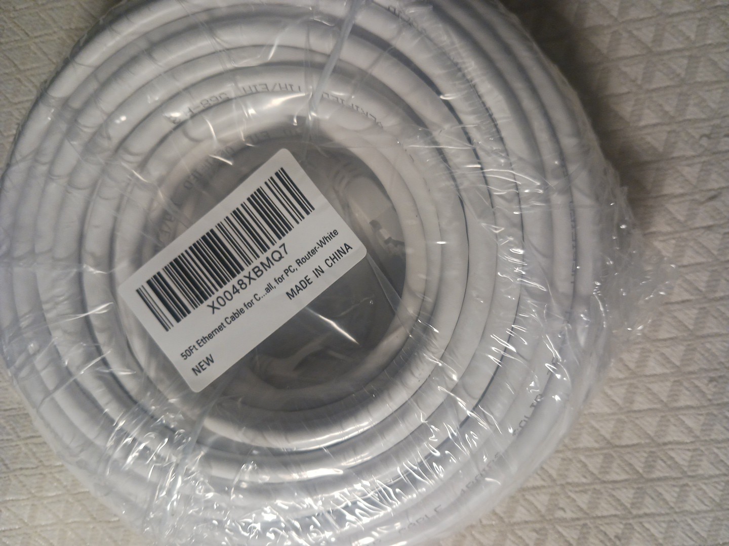 50ft Ethernet Cable For PC Router White