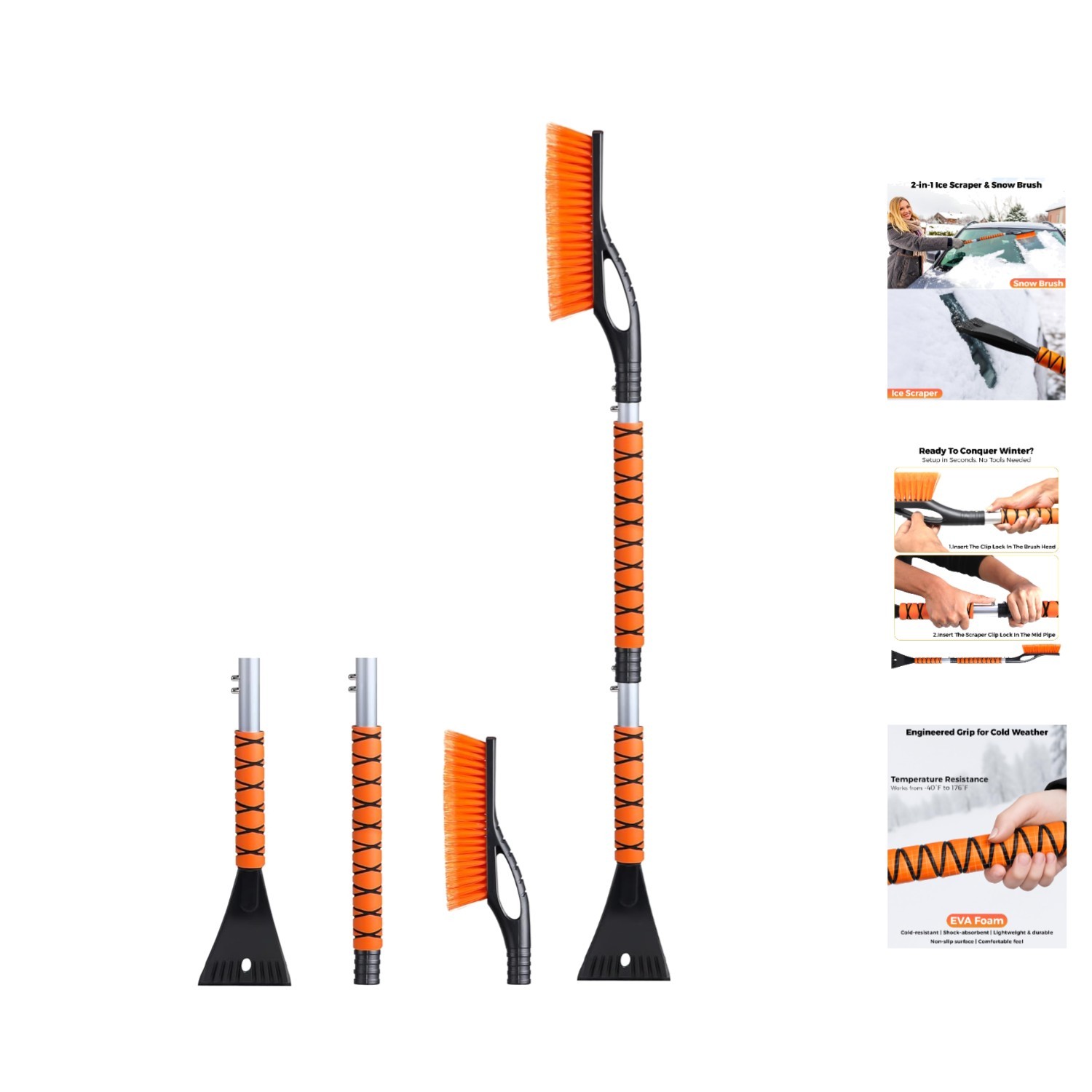Travel-Friendly 3-in-1 Snow Brush with Ice Scraper - Perfect for Winter Days