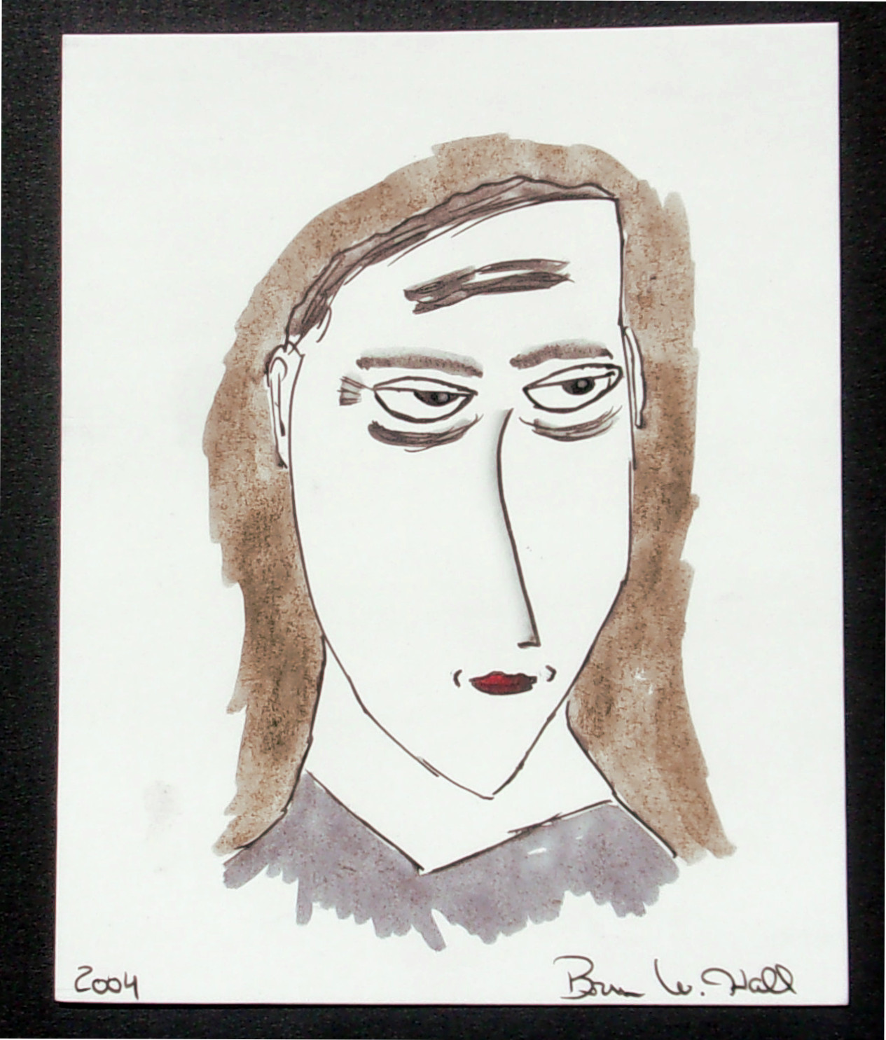BRUCE W. HALL OUTSIDER NAIVE FOLK ART PORTRAIT ORIGINAL DRAWING 2004 #89