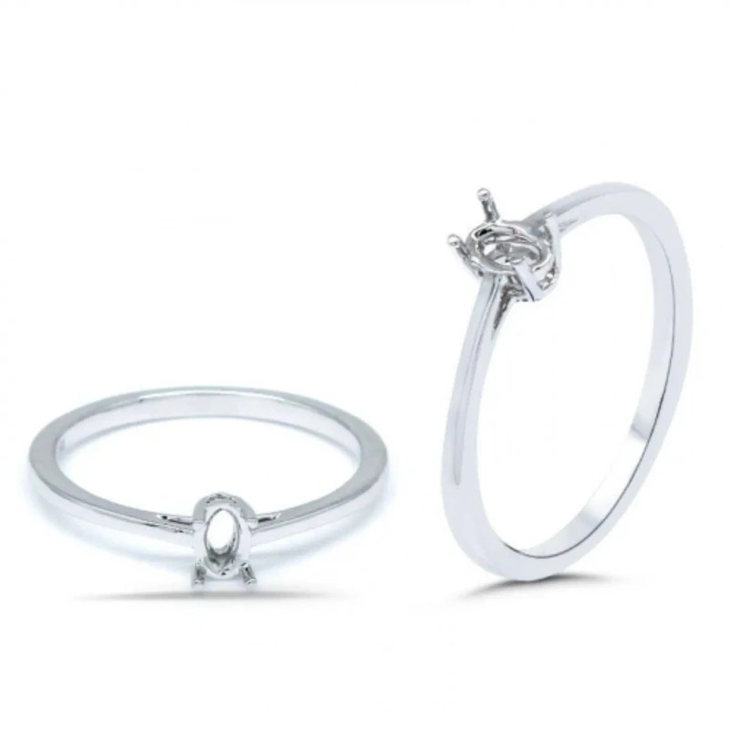 5x3mm Oval Cut Solitaire Semi Mount Ring 925 Sterling Silver Dainty Women Ring