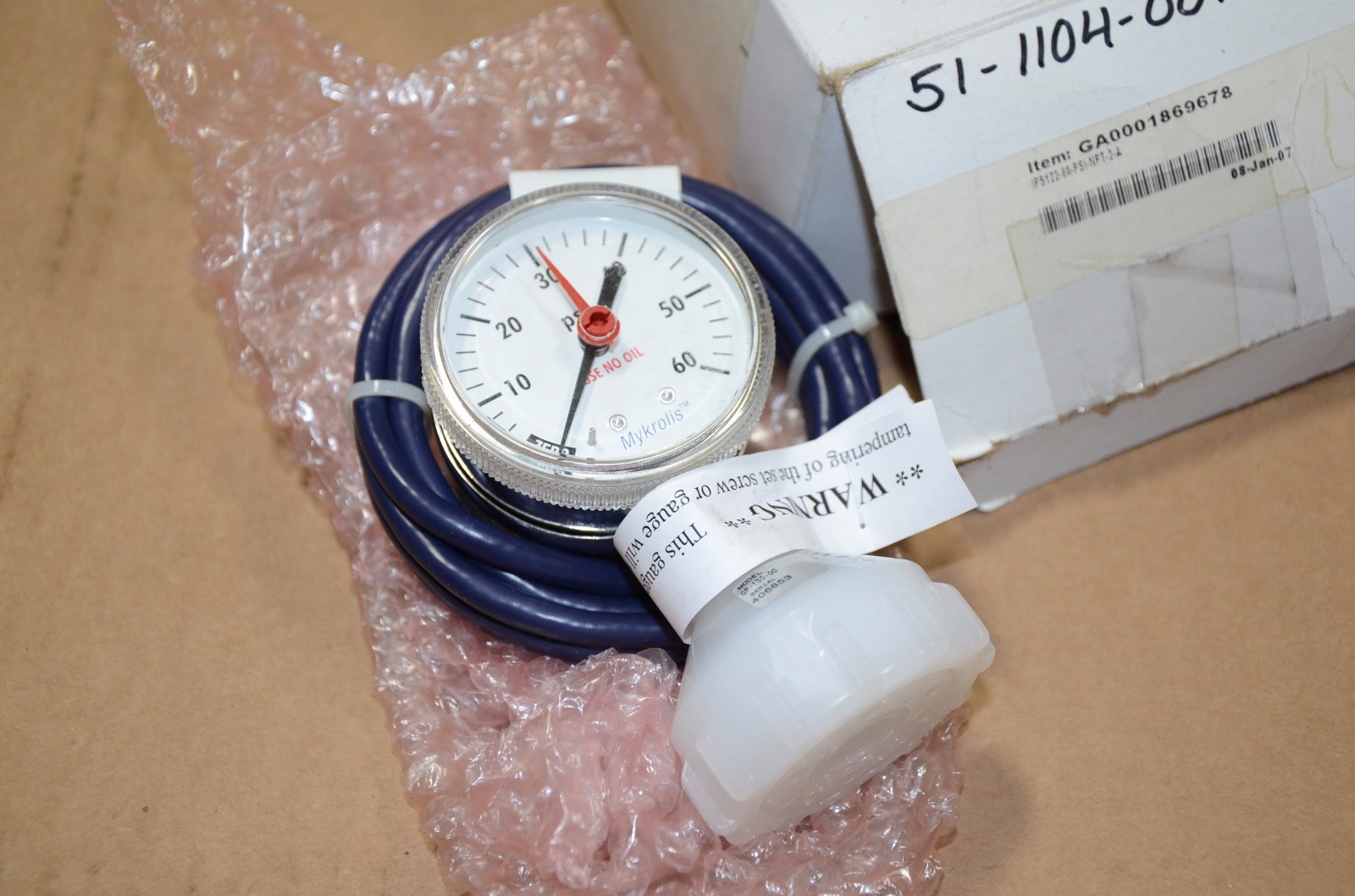Mykrolis GA0001869678 IPS 122 IPS 122-60-PSI-NFT-2 01-0120-J Air Gauge