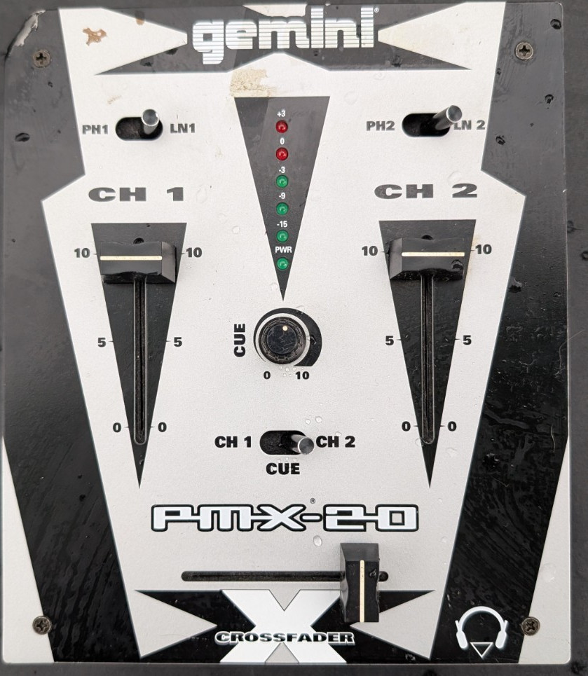 Gemini PMX-20 2-Channel Analog Tabletop DJ Mixer w/ Crossfader & Cue