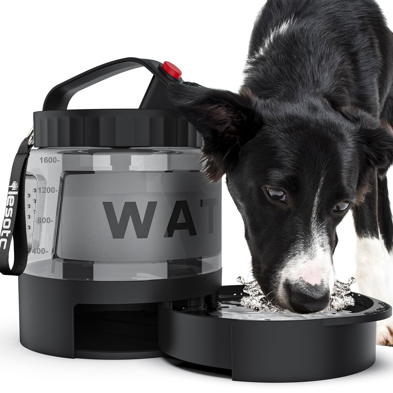 lesotc Portable Dog Water Bottle, 56oz Large Travel Water Bowl Dispenser for ...