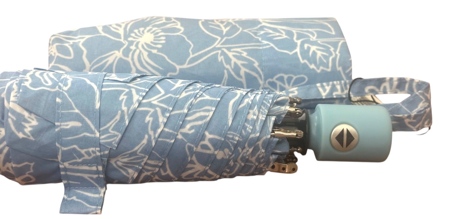 Vera Bradley Spring Floral air Blue mini umbrella-blue white- strap cover