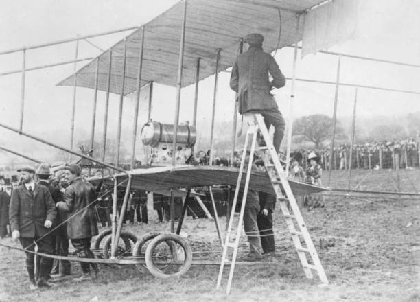 Aviation Lousi Paulhan biplane 1910 Historic Old Photo