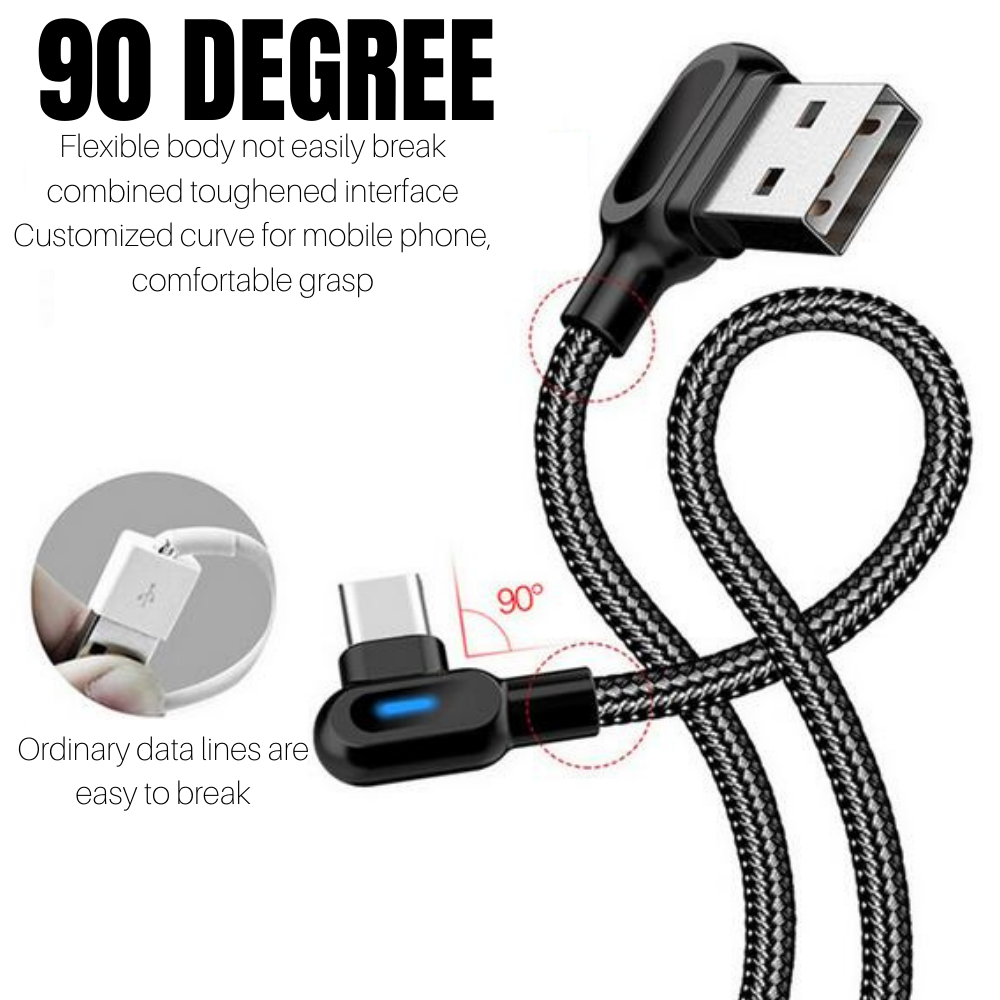 3 Pack Braided USB C Type-C Fast Charging Data Sync Charger Cable Cord 3/6 ft