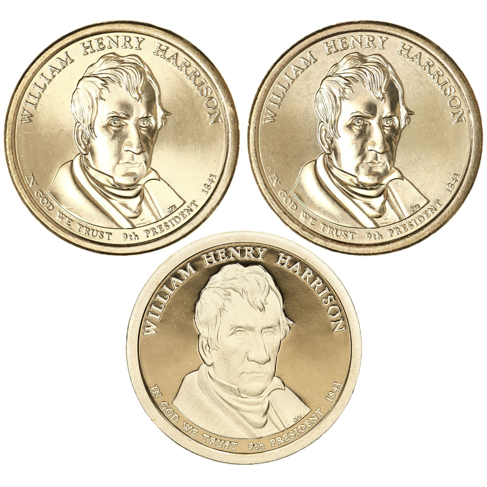 2009 P D S William H Harrison Presidential Dollar Year Set Proof & BU US 3 Coins