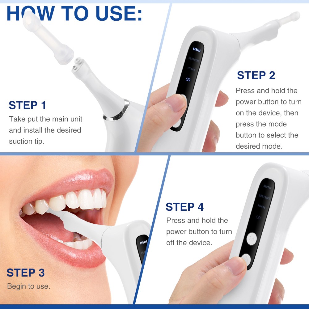 Electronic Tonsil Stone Remover Kit Vacuum LED Light 3 Adjustable Suction Modes