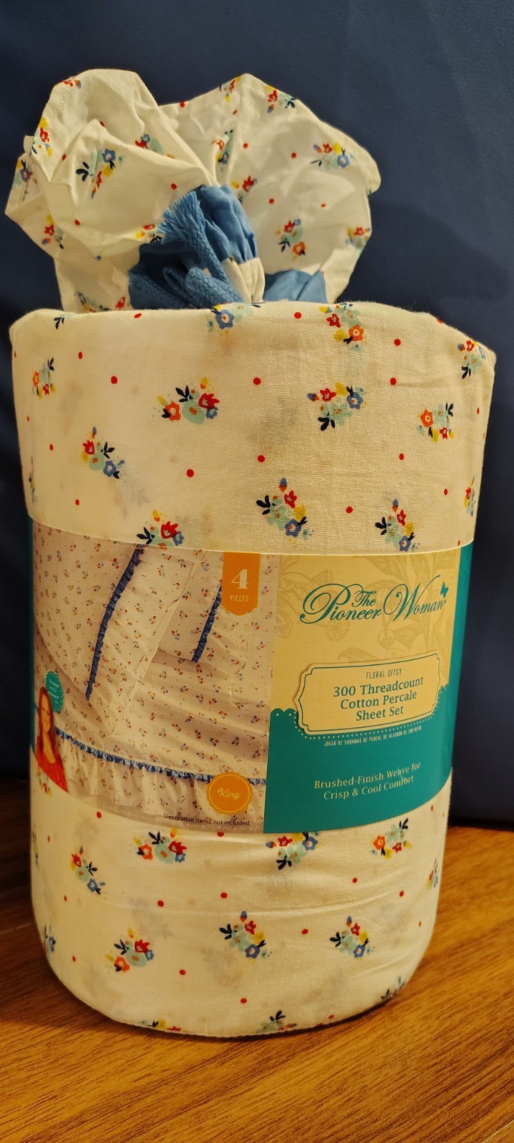 The Pioneer Woman 300 Thread count Cotton 4pc Sheet Set KING Floral Ditsy