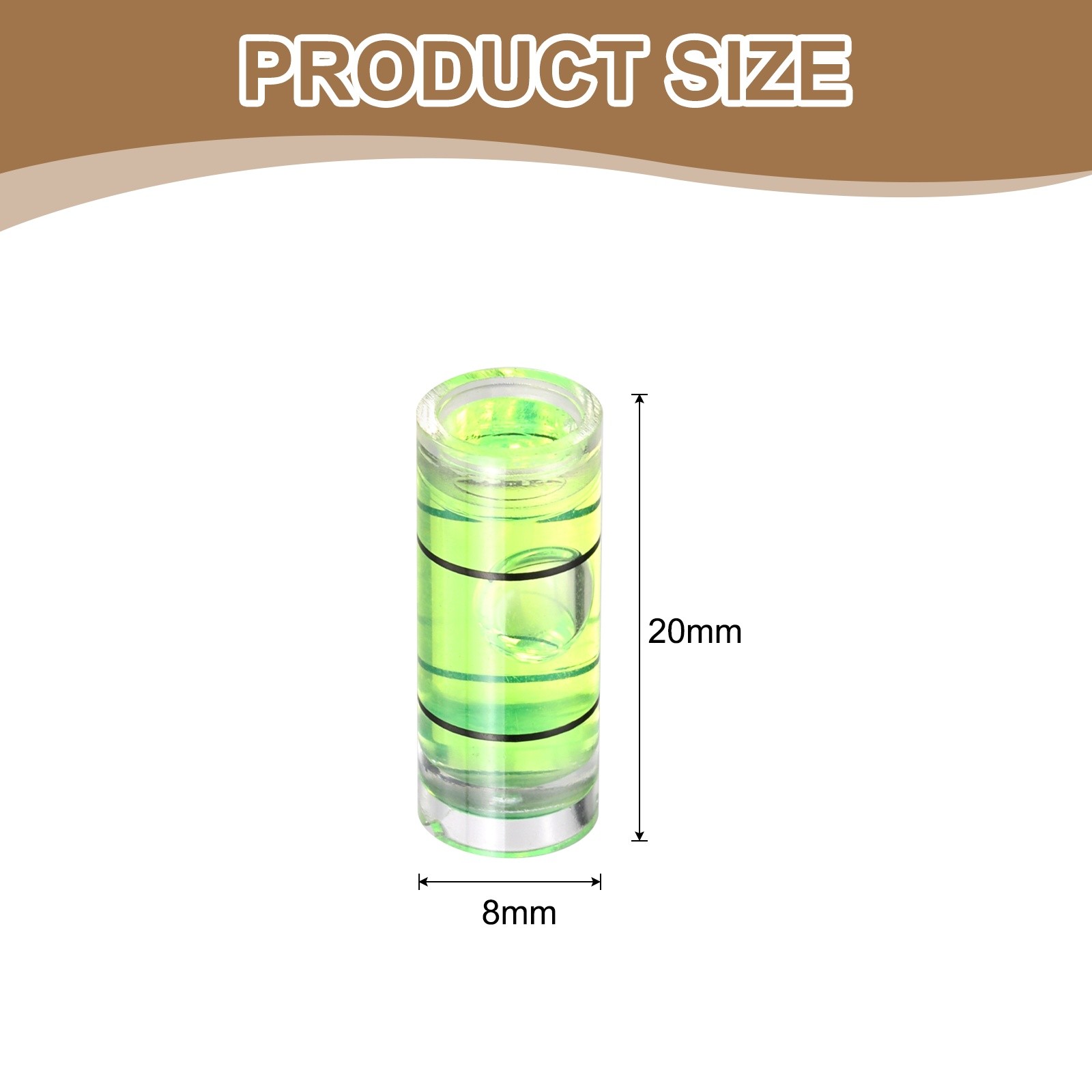 6Pcs, 20x8mm Small Cylindrical Bubble Level Vials Levels Measuring Tools